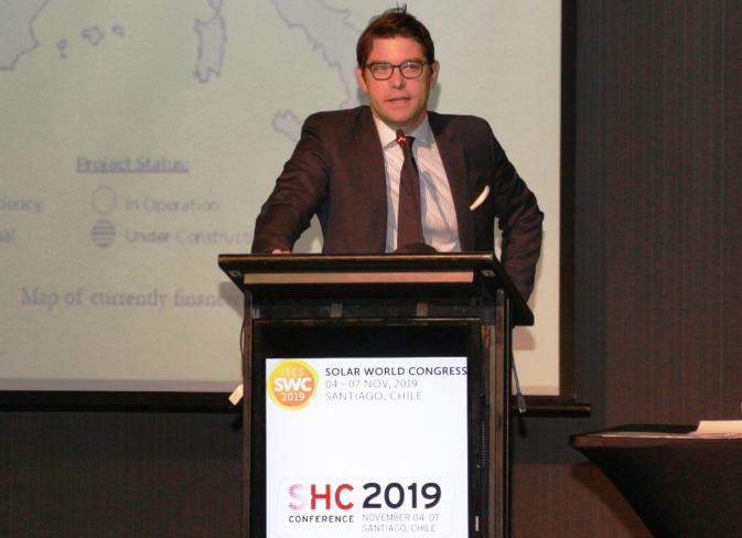 Kyotherm’s CEO, Arnaud Susplugas, giving his presentation at the joint conferences in Santiago