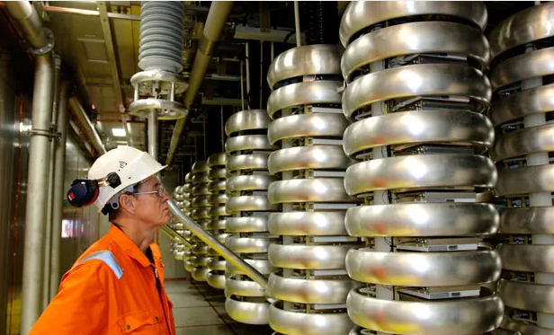 IGBT Power: Existing IGBT-based HVDC units, like ABB’s HVDC Light system, shown above, cannot break DC current on their own. PHOTO: HALVOR MOLLAND/ABB